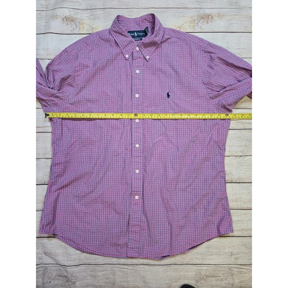 Polo Ralph Lauren Men Shirt Multi Plaid Custom Fit 17.5 Long Sleeve Button Down